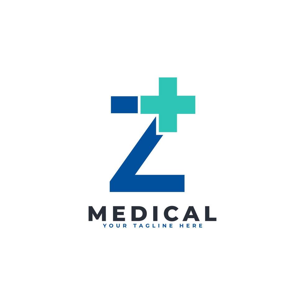 Letter Z cross plus logo. Usable for Business, Science, Healthcare, Medical, Hospital and Nature Logos. vector