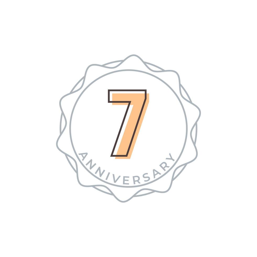 7 Year Anniversary Celebration Vector Badge. Happy Anniversary Greeting Celebrates Template Design Illustration