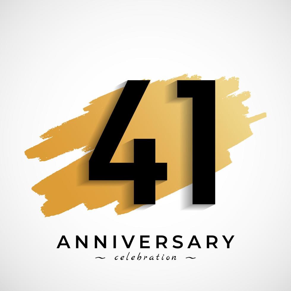 41 Year Anniversary Celebration with Gold Brush Symbol. Happy Anniversary Greeting Celebrates Event Isolated on White Background vector