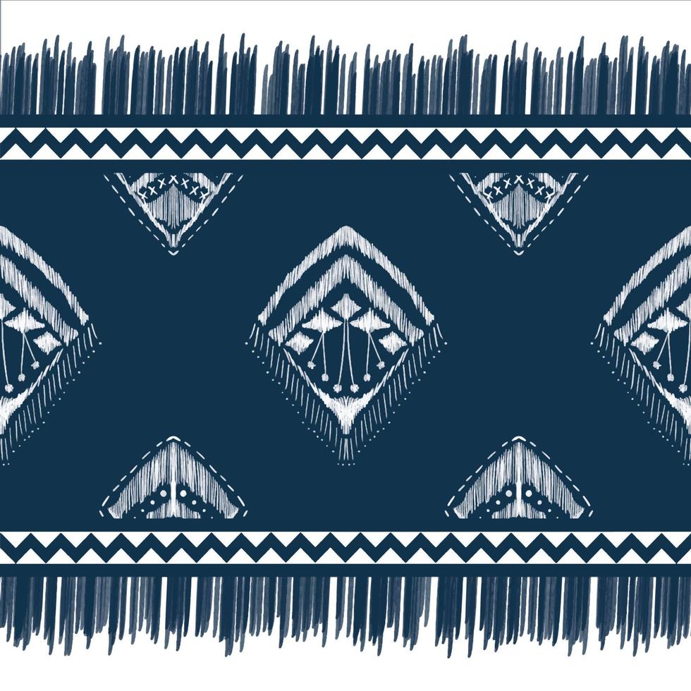 diamante blanco sobre azul índigo. patrón geométrico étnico oriental diseño tradicional para fondo, alfombra, papel pintado, ropa, envoltura, batik, tela, estilo de bordado de ilustración vectorial vector