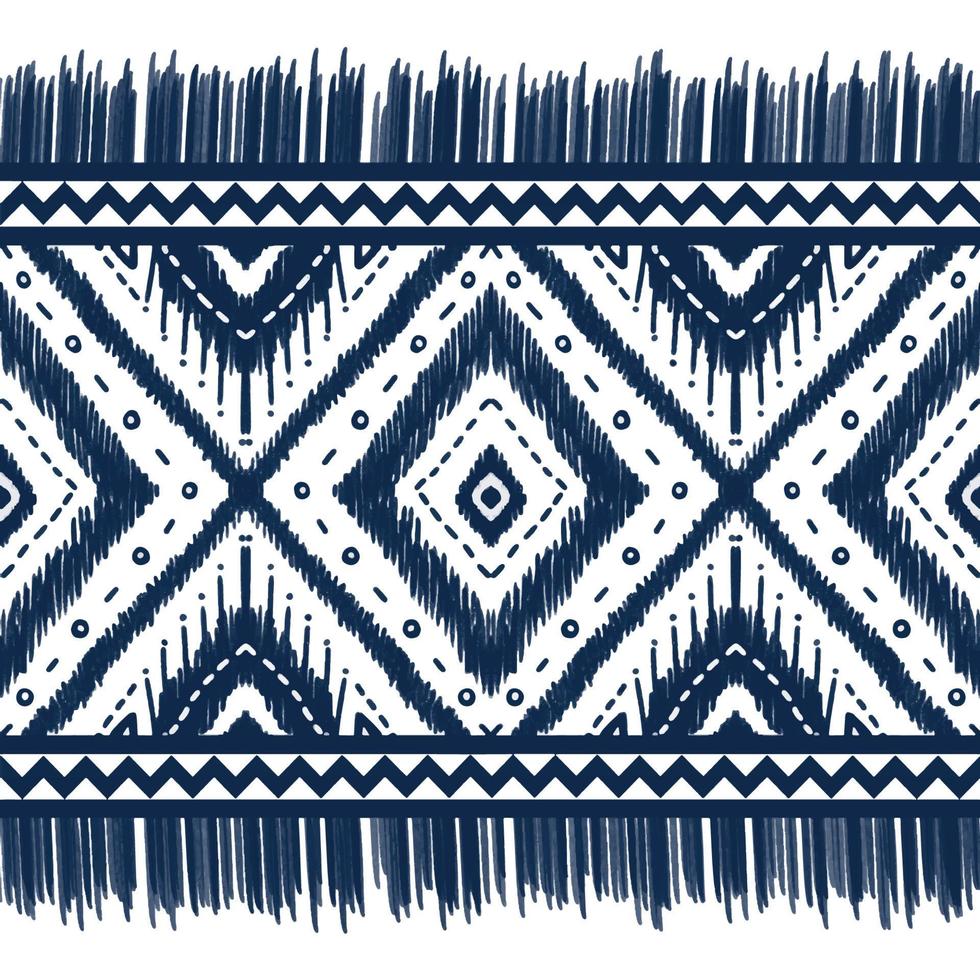 Navy Indigo Blue Diamond on White background. Geometric ethnic oriental pattern traditional Design for ,carpet,wallpaper,clothing,wrapping,Batik,fabric, vector illustration embroidery style