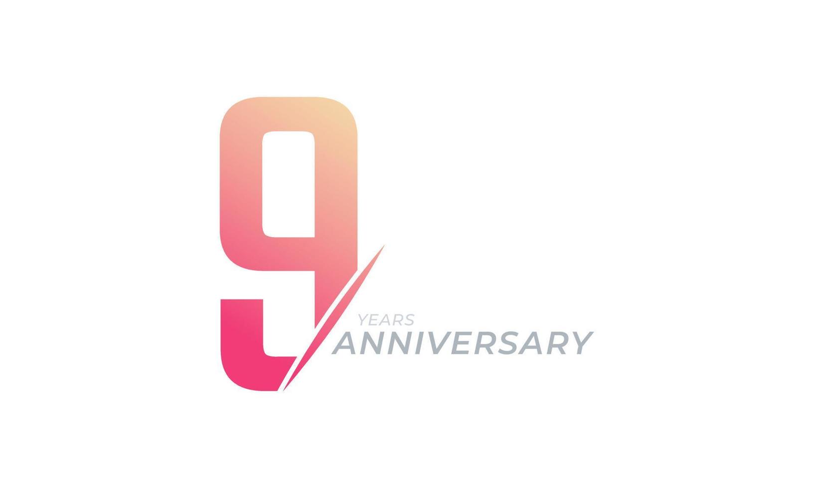 9 Year Anniversary Celebration Vector. Happy Anniversary Greeting Celebrates Template Design Illustration vector