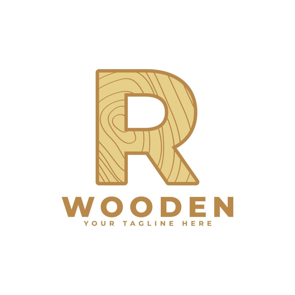 letra r con logo de textura de madera. utilizable para logotipos de negocios, arquitectura, bienes raíces, construcción y construcción vector