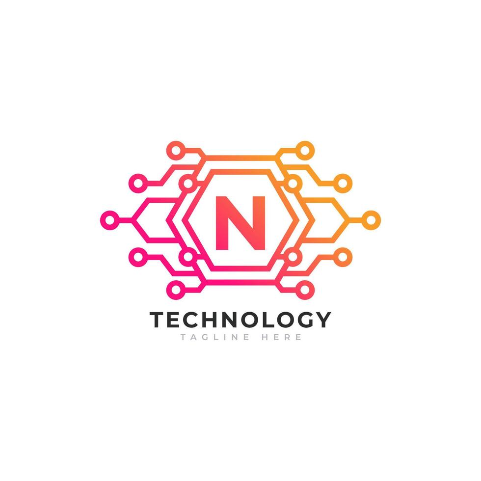 Technology Initial Letter N Logo Design Template Element. vector