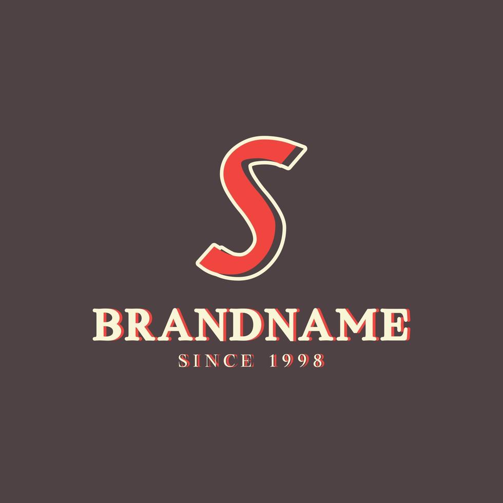 Retro Letter S Logo in Vintage Western Style with Double Layer. Usable for Vector Font, Labels, Posters etc