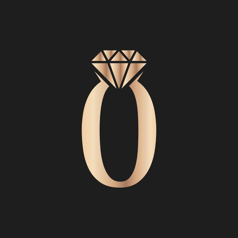 número dorado de lujo 0 con símbolo de diamante. inspiración de diseño de logotipo de diamante premium vector