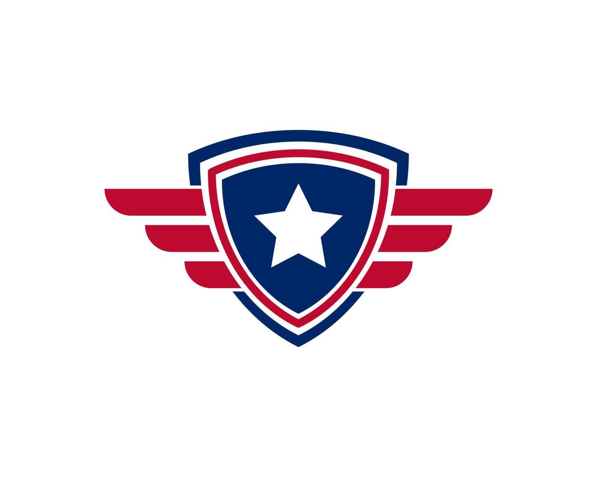 Emblem American Veteran Flag Emblem Wings with Shield Patriotic Logo Design Template Element vector