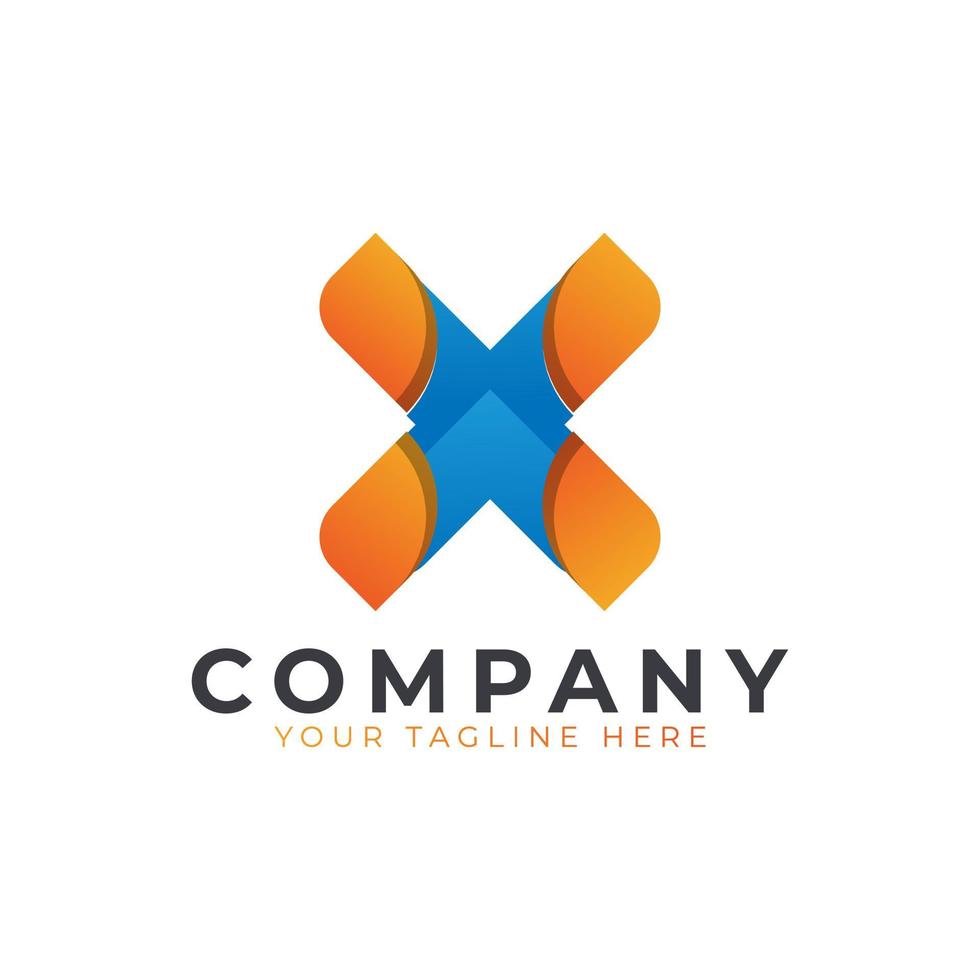 Creative Initial Letter X Logo Design. Yellow and Blue Geometric Arrow Shape Origami Style. Usable for Business and Branding Logos. Flat Vector Logo Design Ideas Template Element. Eps10 Vector