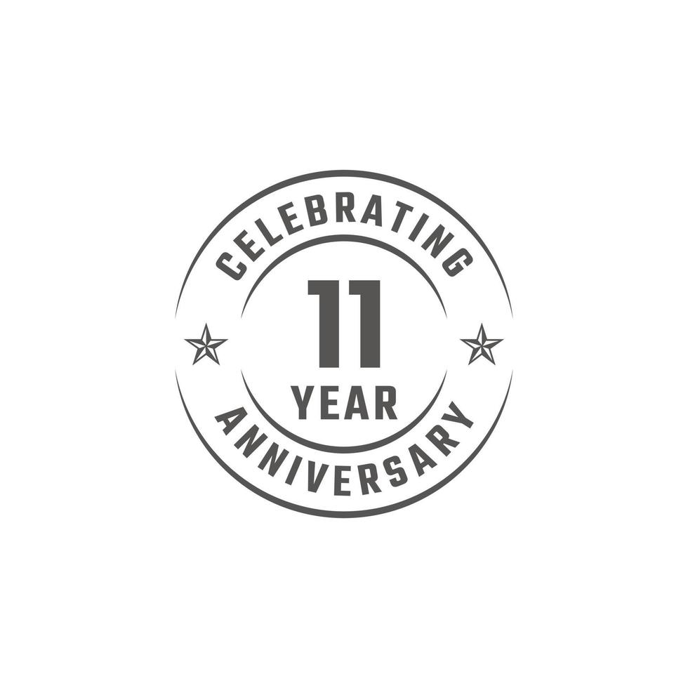 11 Year Anniversary Celebration Emblem Badge with Gray Color for Celebration Event, Wedding