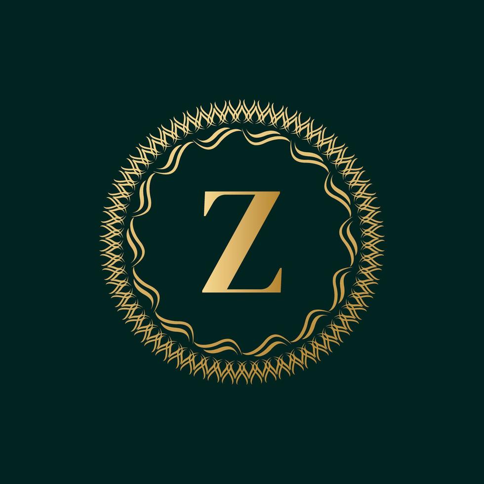 Emblem Letter Z Weaving Circle Monogram Graceful Template. Simple Logo Design for Luxury Crest, Royalty, Business Card, Boutique, Hotel, Heraldic. Calligraphic Vintage Border. Vector Illustration