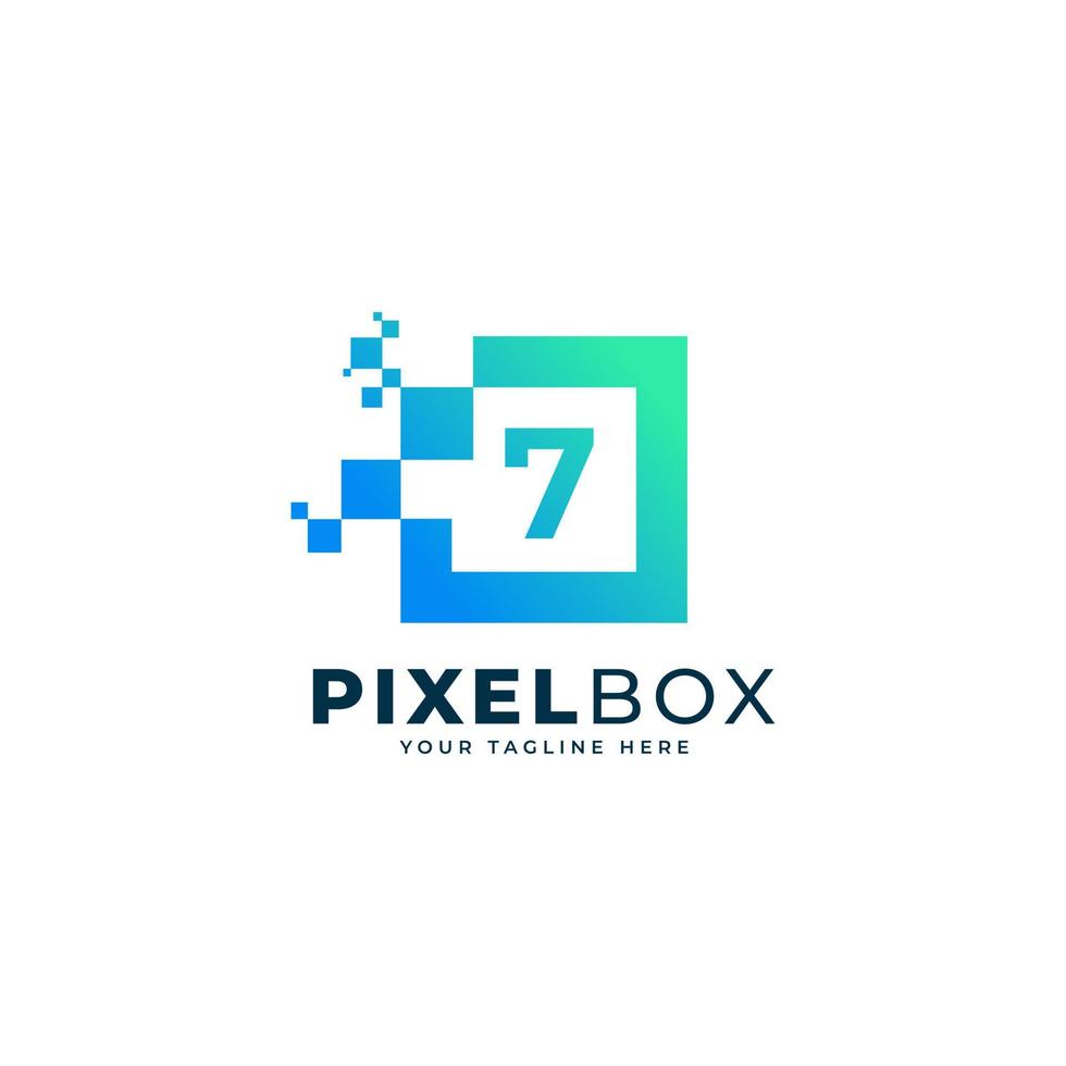 Initial Number 7 Digital Pixel Logo Design. Geometric Shape with Square Pixel Dots. Usable for Business and Technology Logos vector