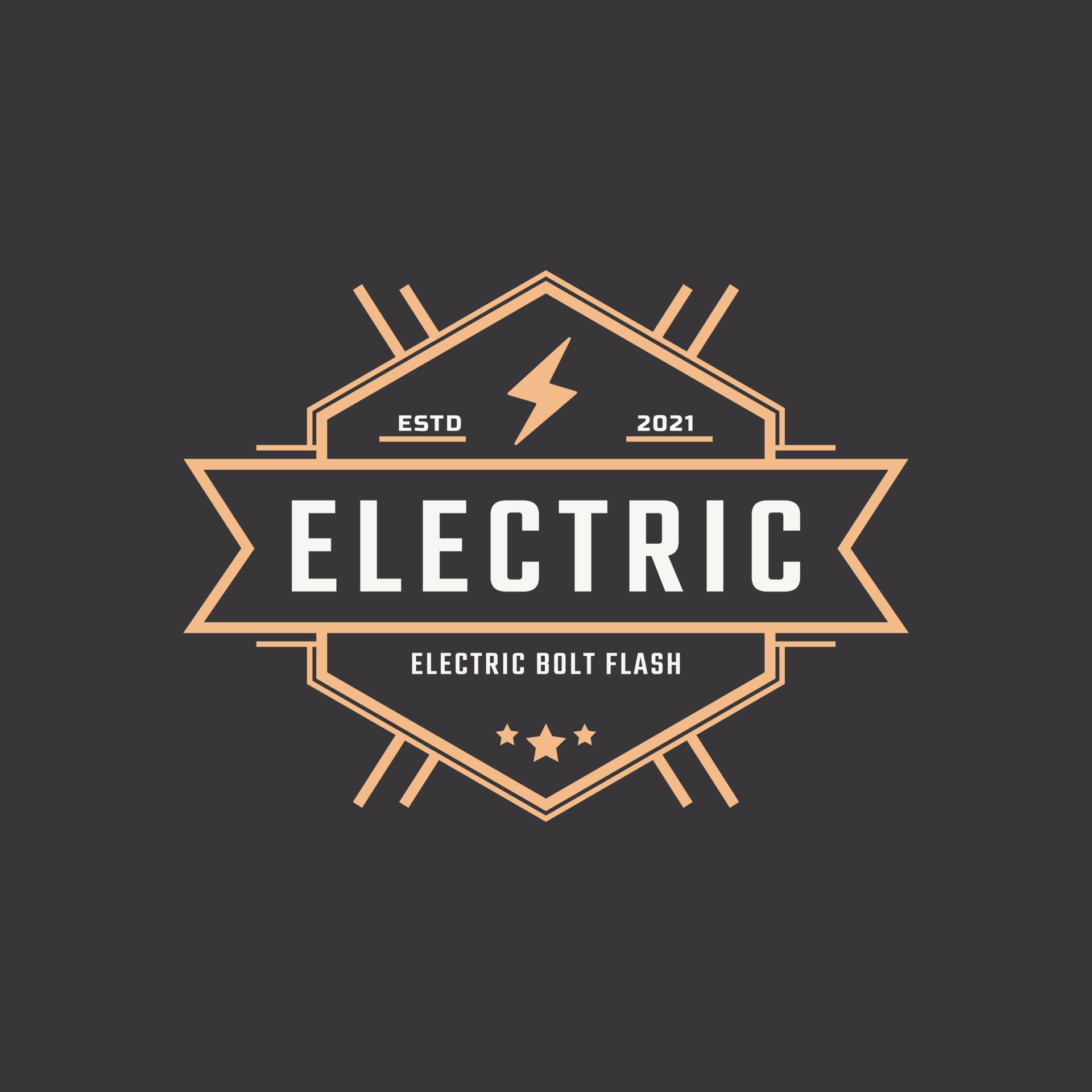 Hipster Vintage Retro Rustic Label Badge for Electric Bolt ...