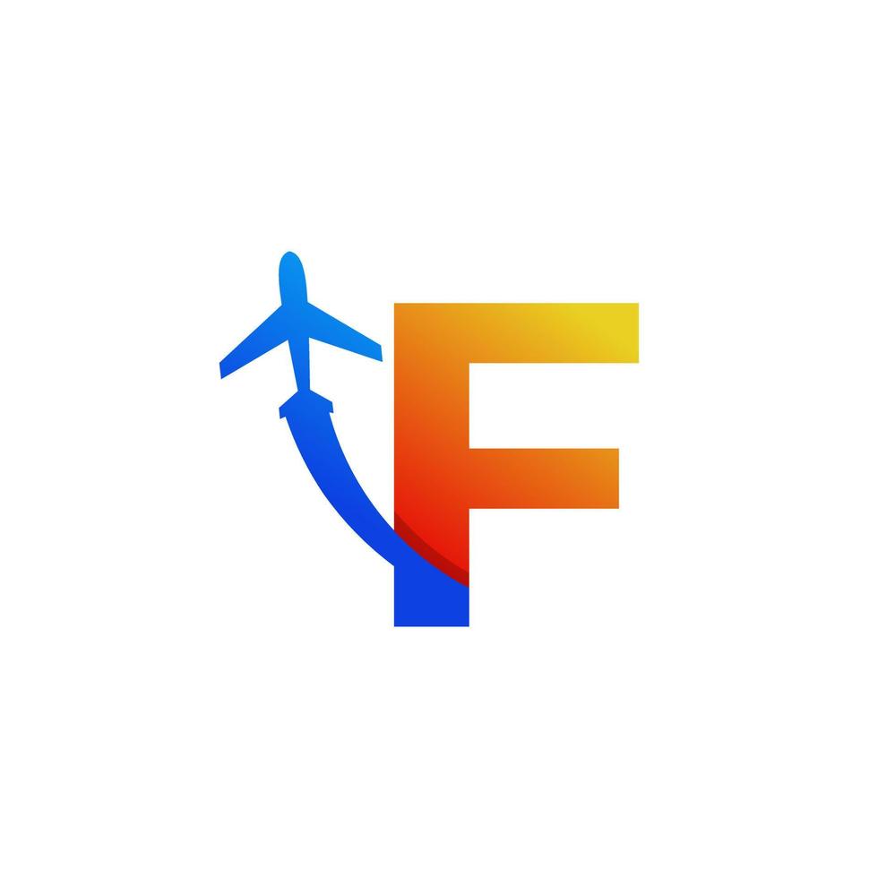 Initial Letter F Travel with Airplane Flight Logo Design Template Element vector