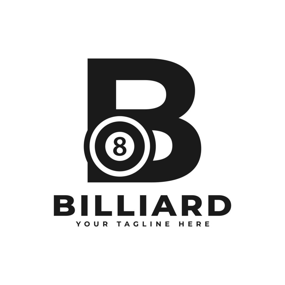 Letter B with Billiards Logo Design. Vector Design Template Elements for Sport Team or Corporate Identity.