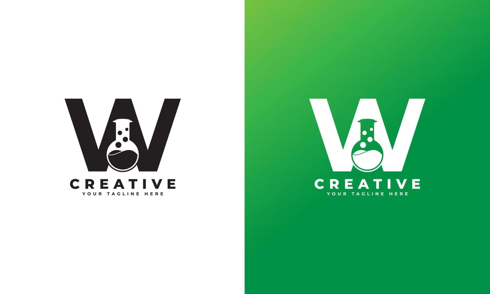 Letter W with Abstract lab logo. Usable for Business, Science, Healthcare, Medical, Laboratory, Chemical and Nature Logos. vector