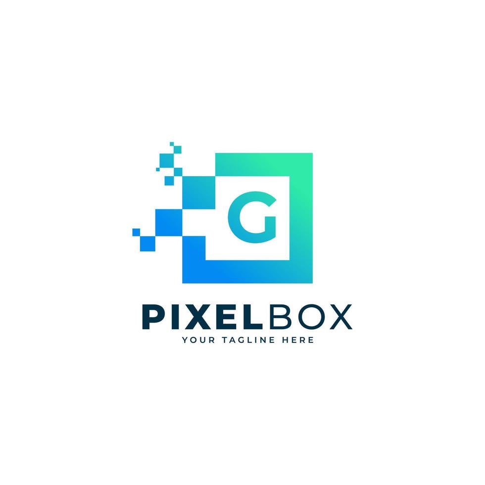 Initial Letter G Digital Pixel Logo Design. Geometric Shape with Square Pixel Dots. Usable for Business and Technology Logos vector