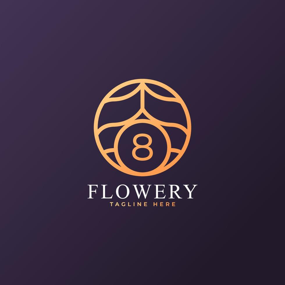Flower Number 8 Logo Design Template Element. Eps10 Vector