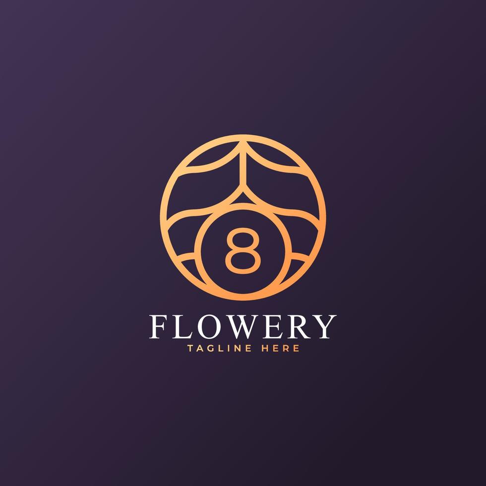 Flower Number 8 Logo Design Template Element. Eps10 Vector