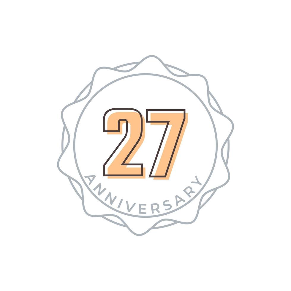 27 Year Anniversary Celebration Vector Badge. Happy Anniversary Greeting Celebrates Template Design Illustration