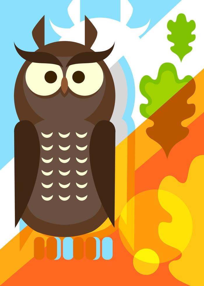 Poster with brown owl. vector