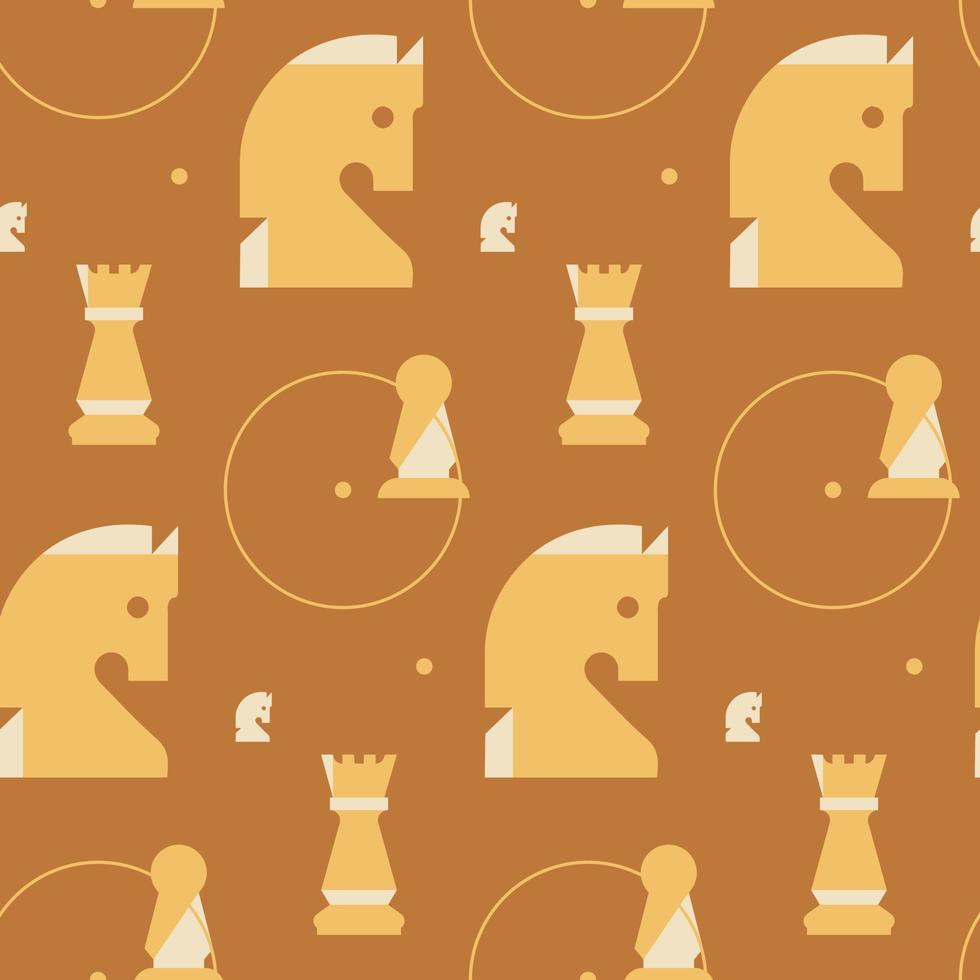 Seamless pattern with knights and rooks. Texture with chess pieces in flat style. vector