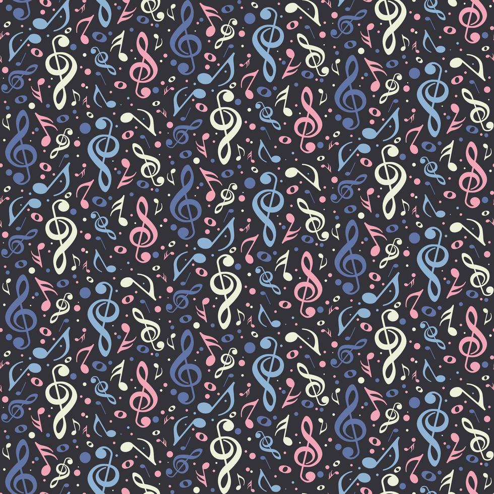 Seamless pattern with different musical notes. vector