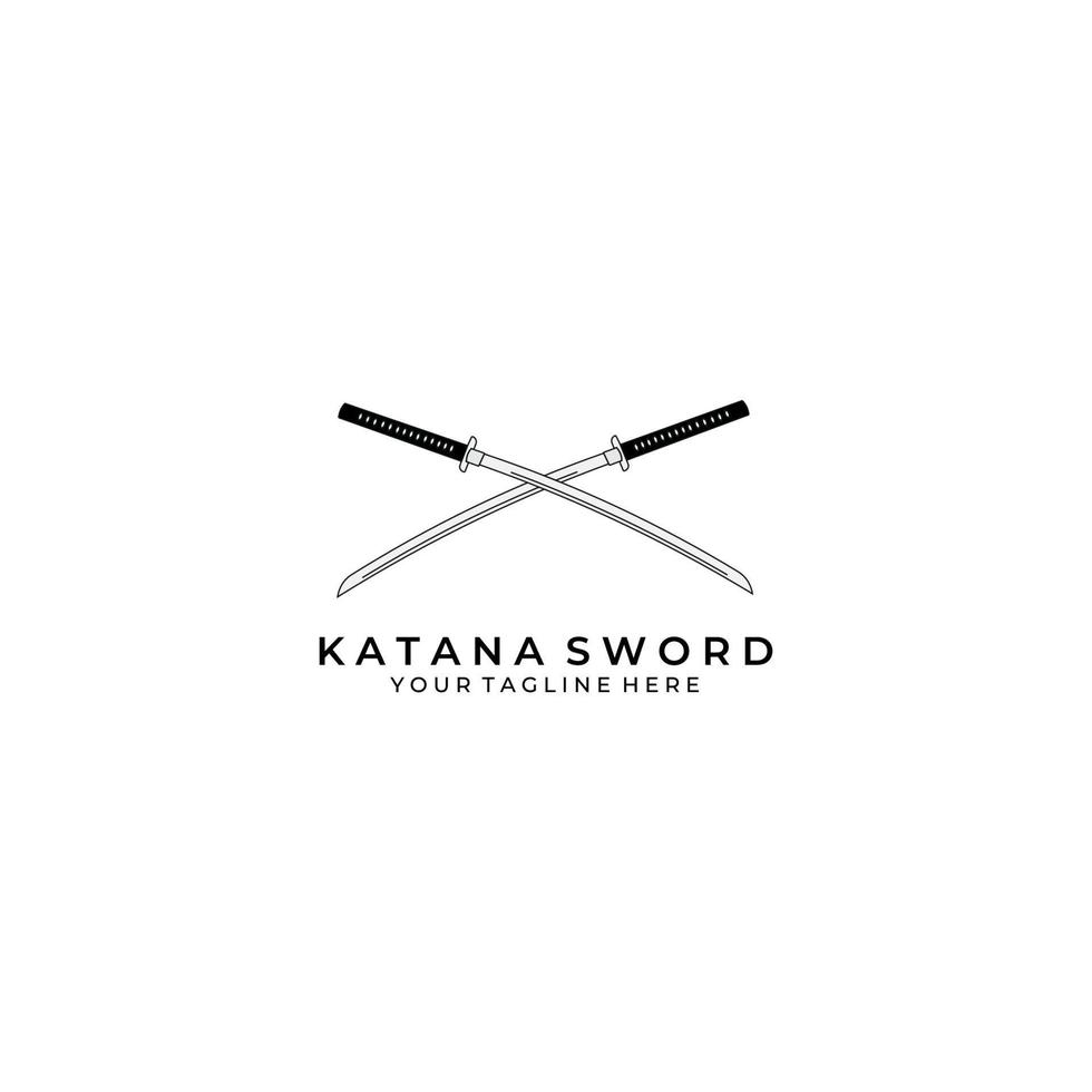 katana espada logo diseño vector ilustración arte samurái tradicional ninja cultura japonés luchador batalla guerra asiático