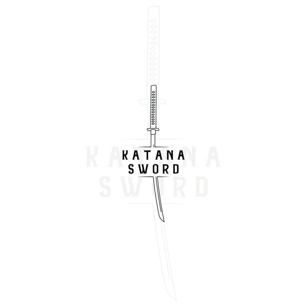 katana sword logo design line illustration art samurai traditional ninja culture japanese fighter battle war asian vector