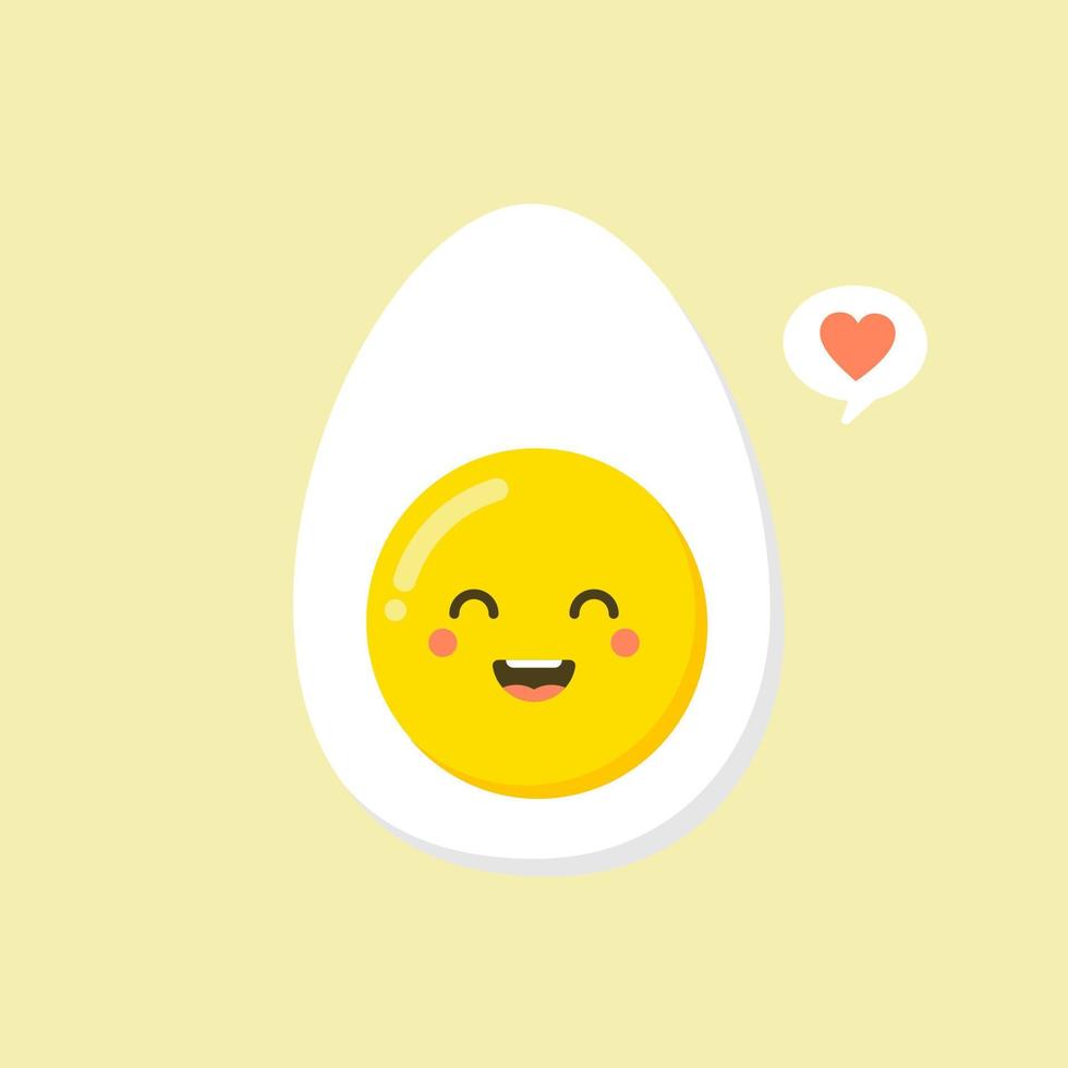 kawaii y lindas caras de huevo. amigos de huevos de pascua con vector de cara divertida, personas de huevo de desayuno de caricatura amistosa. nutrición para niños ilustración