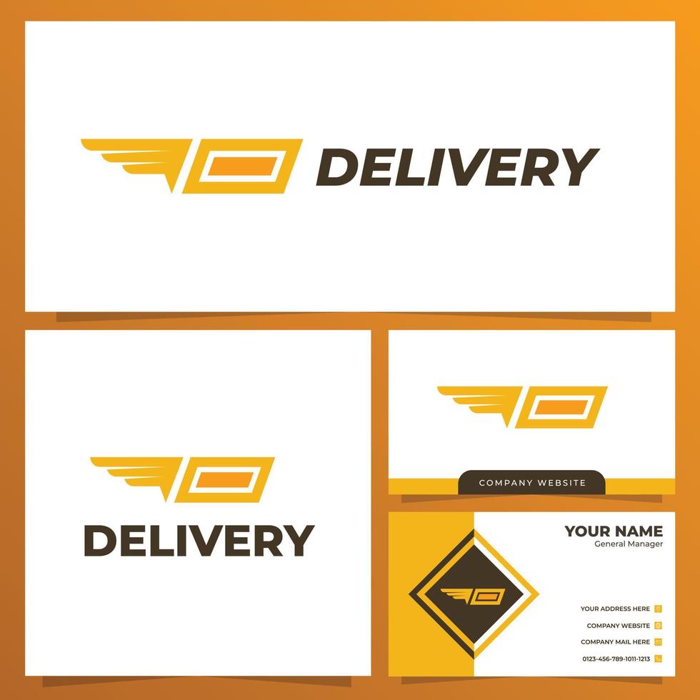 Delivery Wing Logo Design with Business Card Template vector