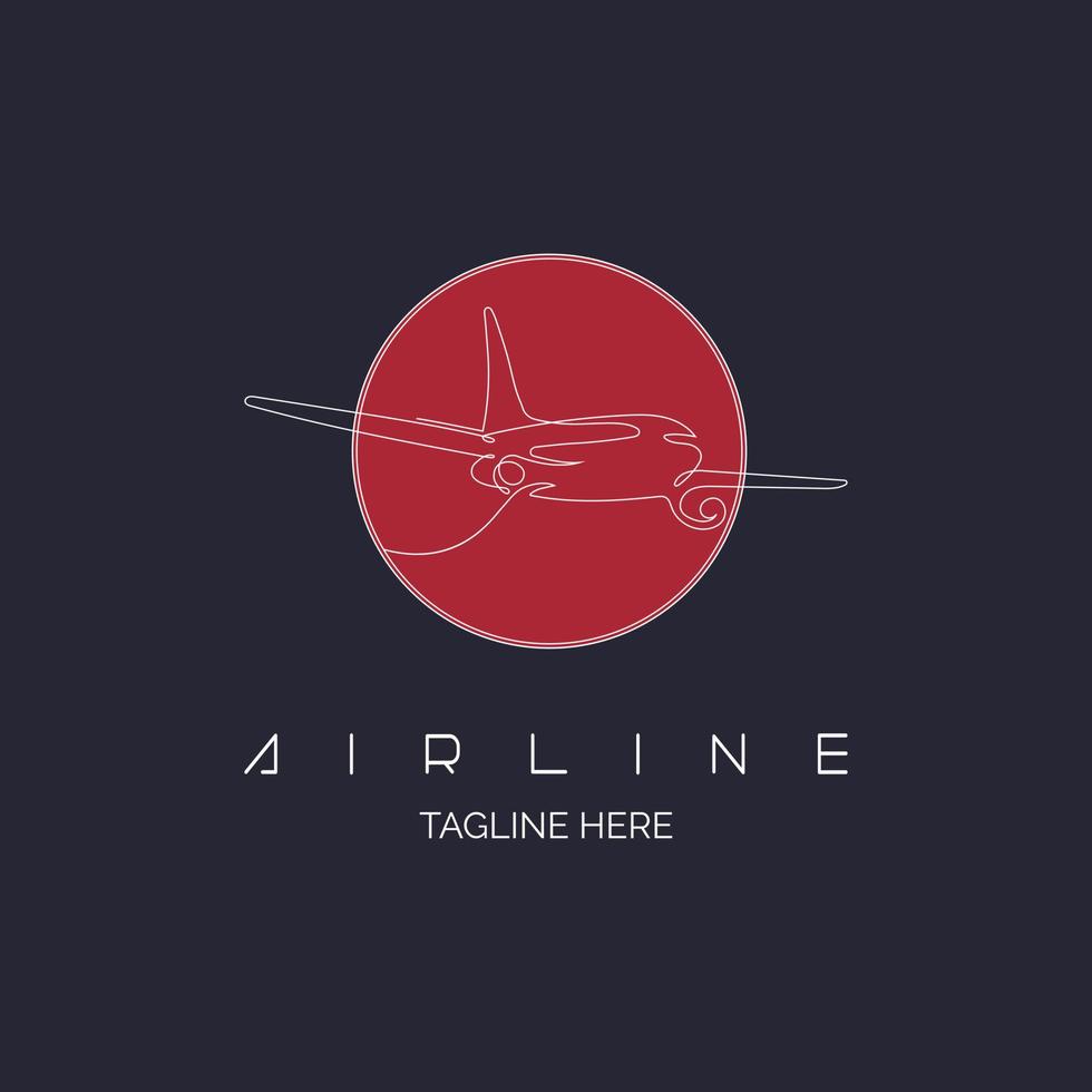 plane airline line style logo design template for brand or company and other vector