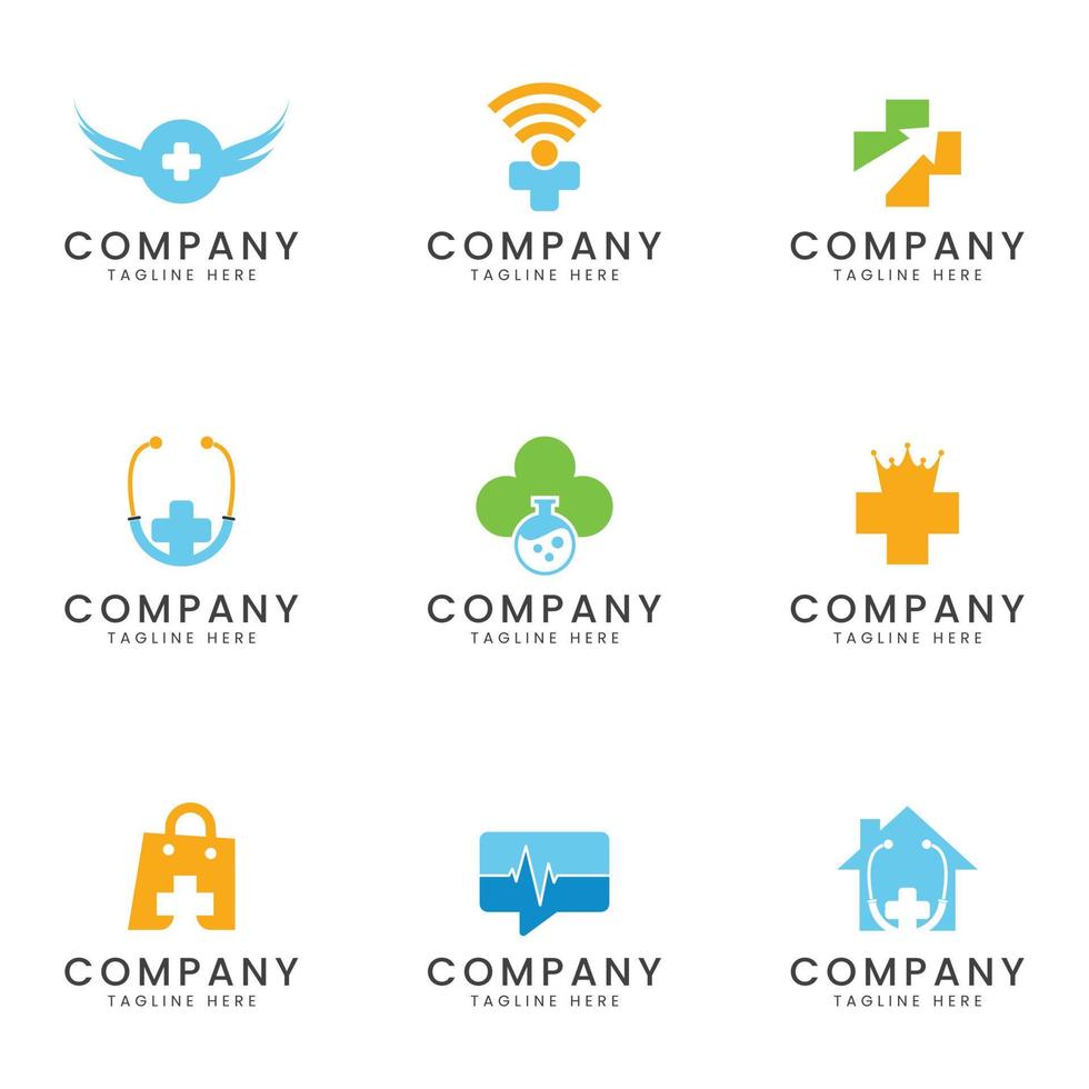 Set of health and medical business logo icon design for multipurpose company vector