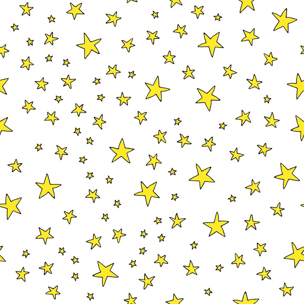 Space planets asteroids rocket ufo meteorite star night sky. Vector seamless pattern. Space travelling flight. Illustration in doodle style. For printing on paper fabric social media post web banner