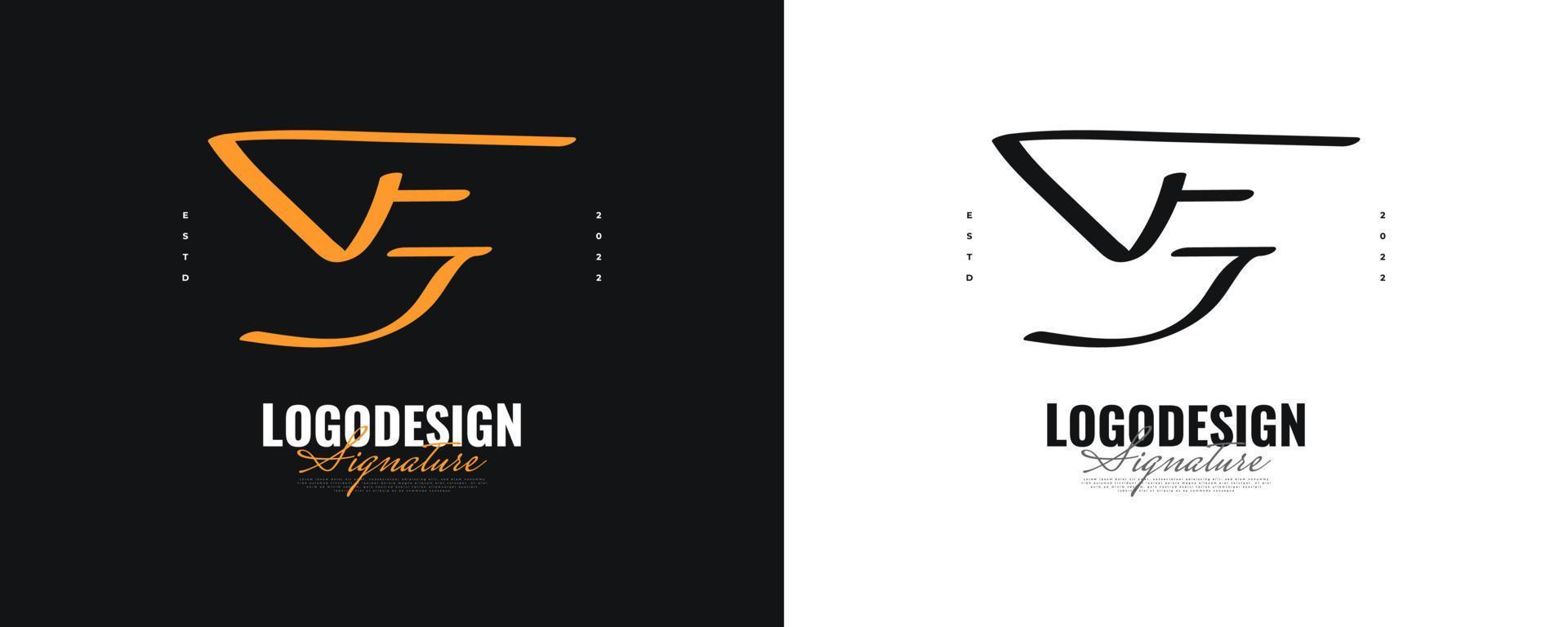 diseño inicial del logotipo f y j con un estilo de escritura elegante y minimalista. logotipo o símbolo de la firma fj para bodas, moda, joyería, boutique e identidad comercial vector