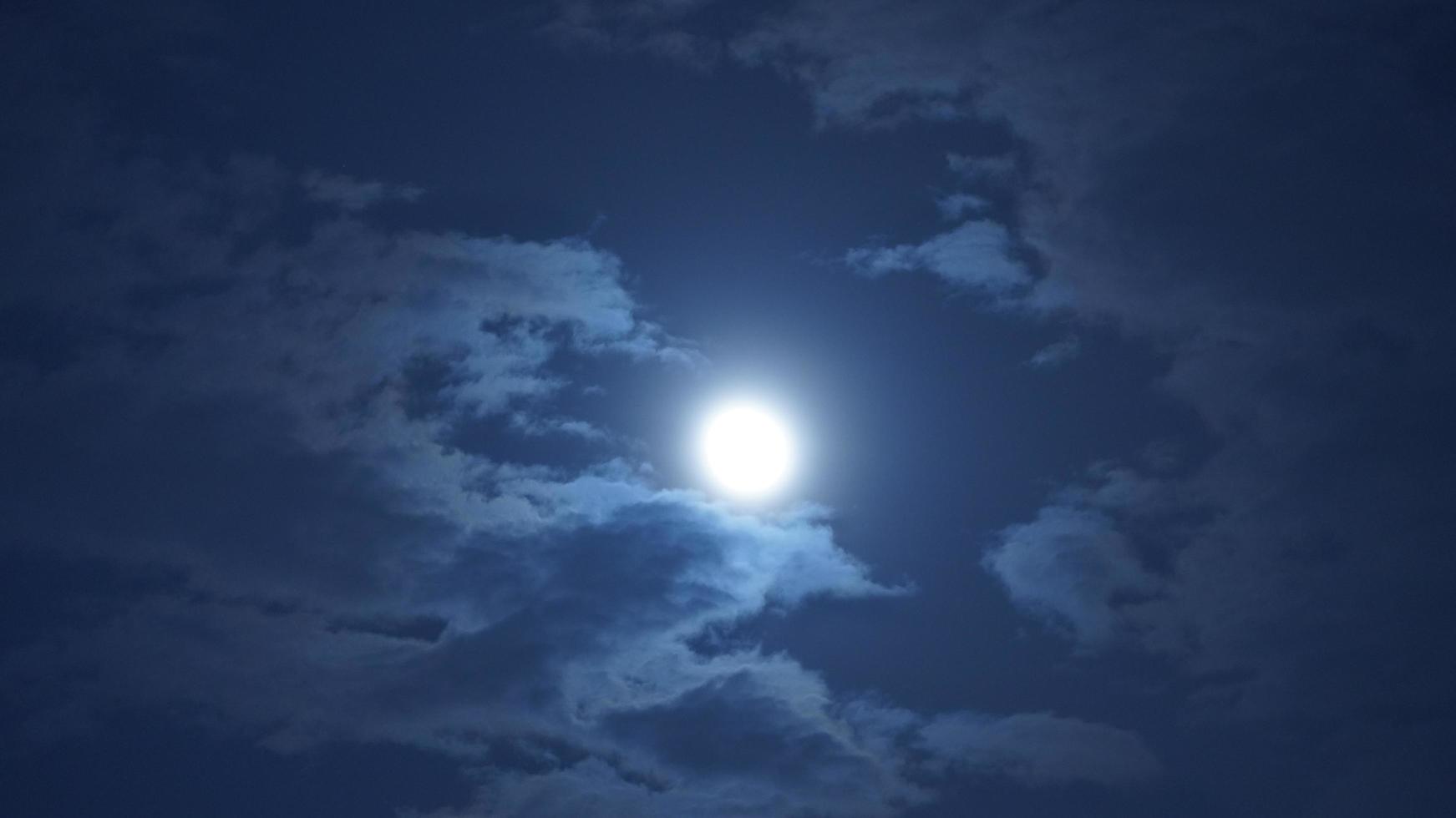 The moon night view with the bright moon in the dark sky at night photo