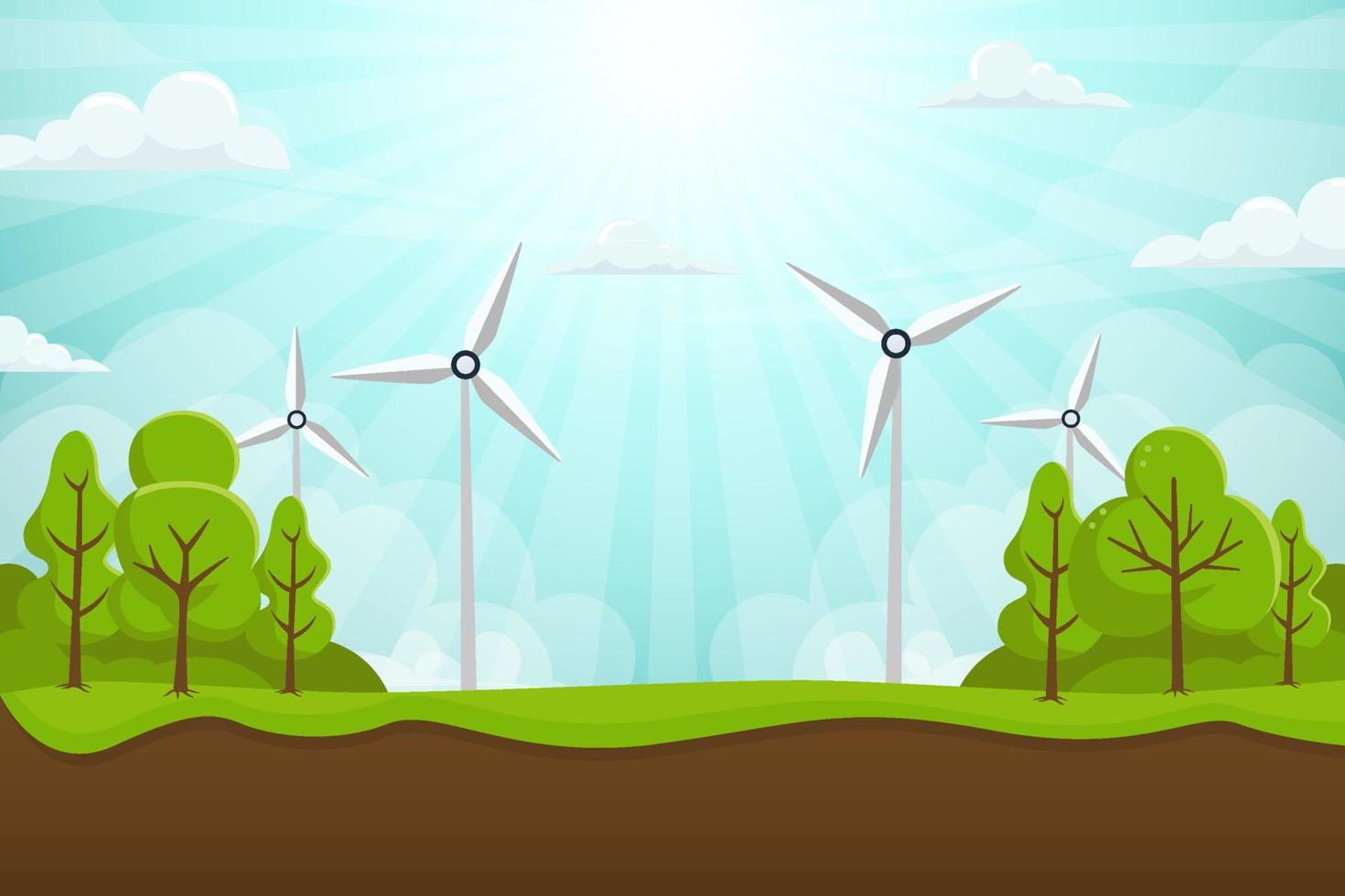 Earth Day Background with Windmill vector