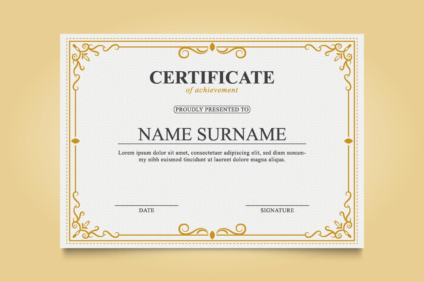 Elegant Classic Border Certificate vector