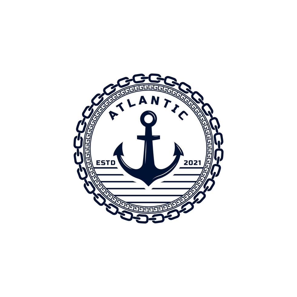 Vintage Nautical Anchor Emblem. Anchor Marine Badges Ship Boat Logo Design Template Element vector