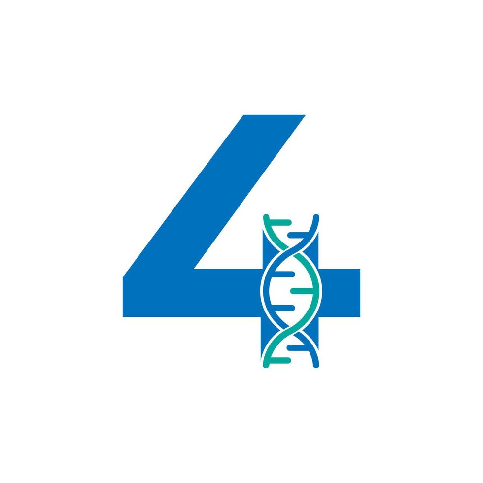 Number 4 Genetic Dna Icon Logo Design Template Element. Biological Illustration vector