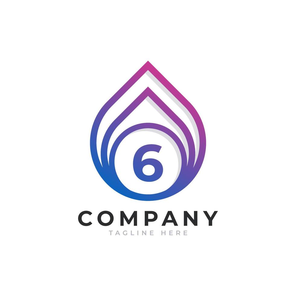 Initial Number 6 with Oil and Gas Logo Design Inspiration vector