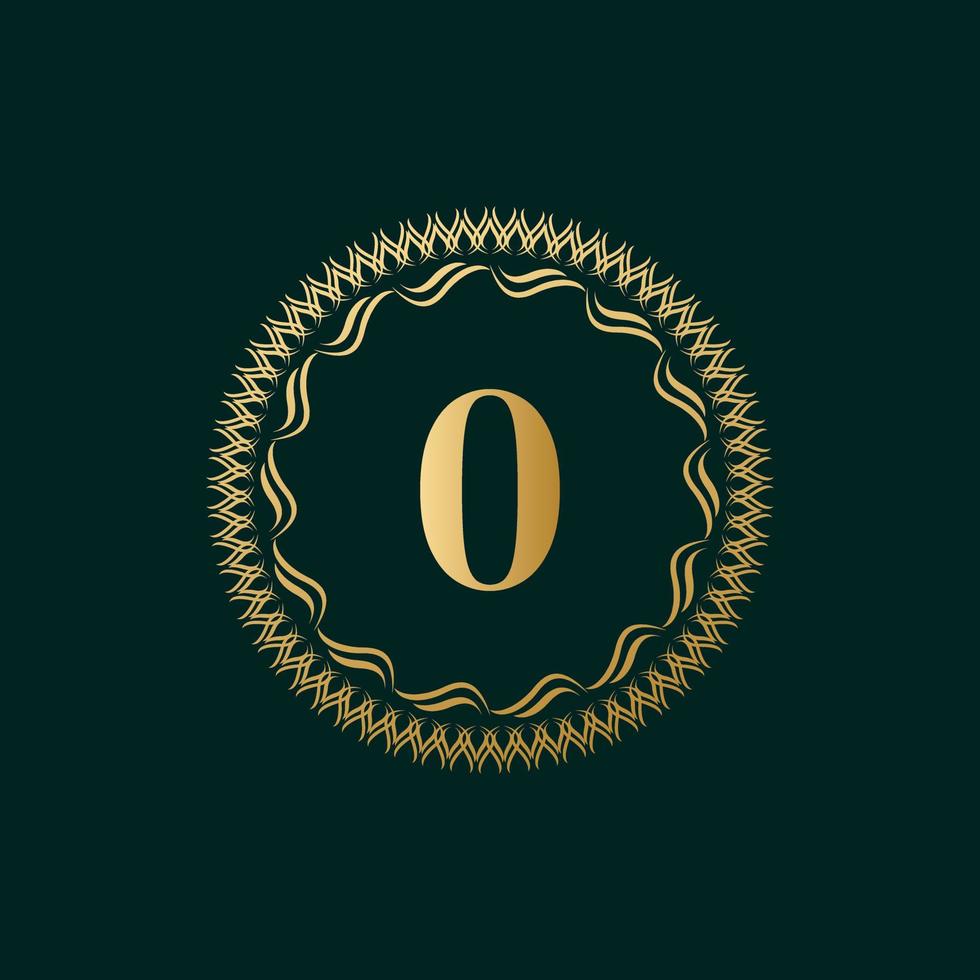 Emblem Number 0 Weaving Circle Monogram Graceful Template. Simple Logo Design for Luxury Crest, Royalty, Business Card, Boutique, Hotel, Heraldic. Calligraphic Vintage Border. Vector Illustration