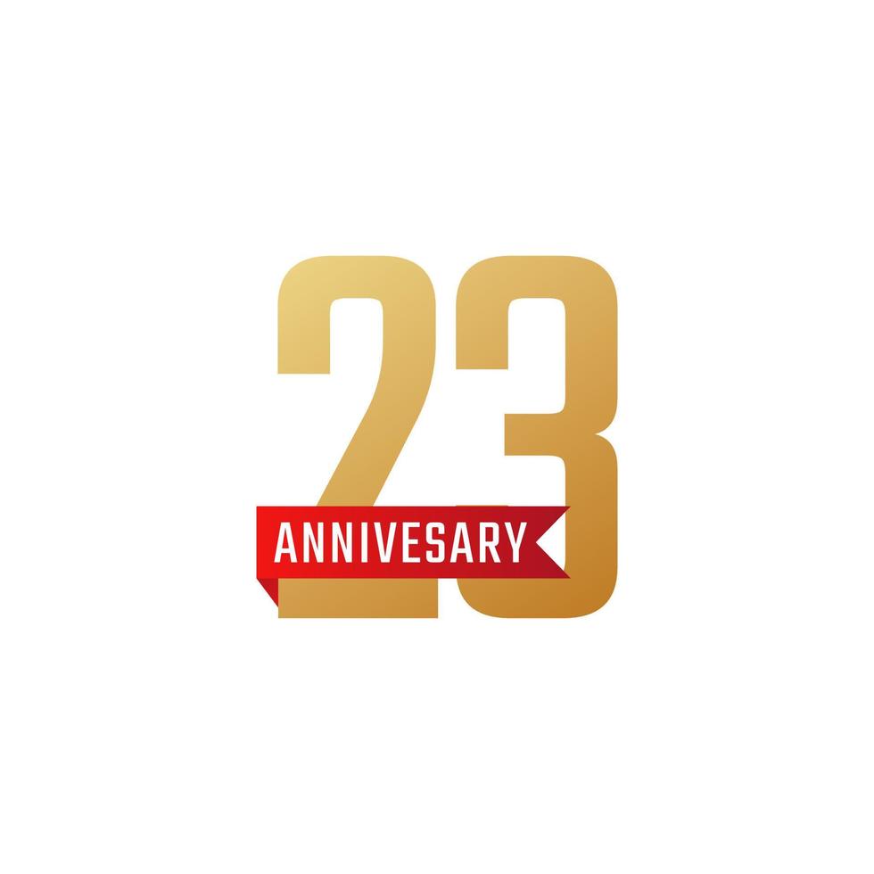 23 Year Anniversary Celebration with Red Ribbon Vector. Happy Anniversary Greeting Celebrates Template Design Illustration vector