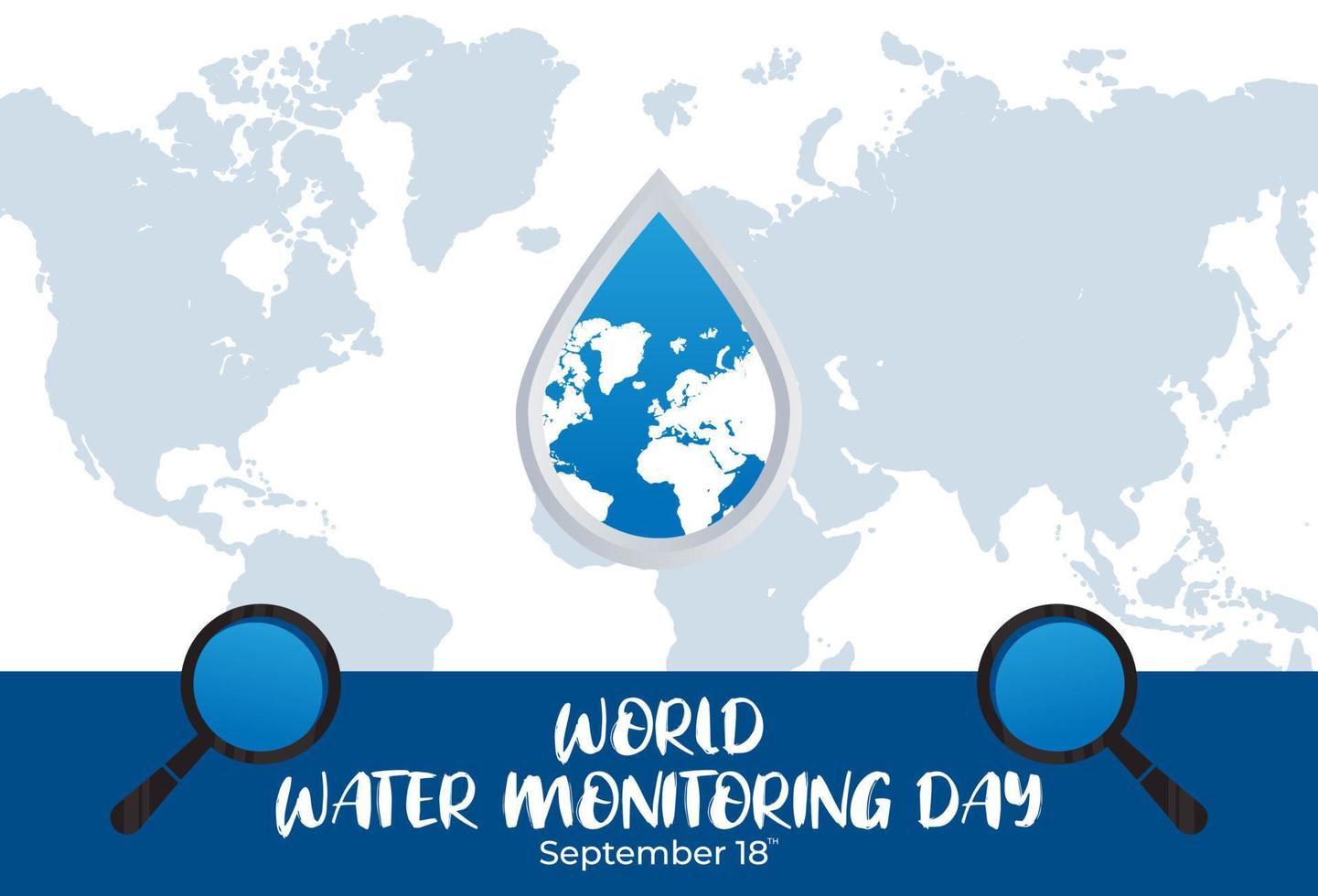Flat Design Illustration Of World Water Monitoring Day Template, Design Suitable For Posters, Banner, Backgrounds, And Greeting Cards World Water Monitoring Day Themed vector