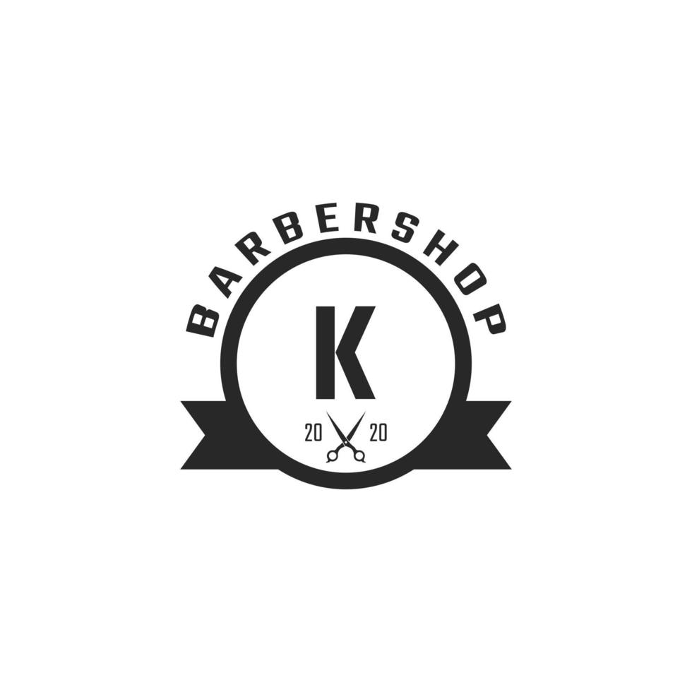 Letter K Vintage Barber Shop Badge and Logo Design Inspiration vector
