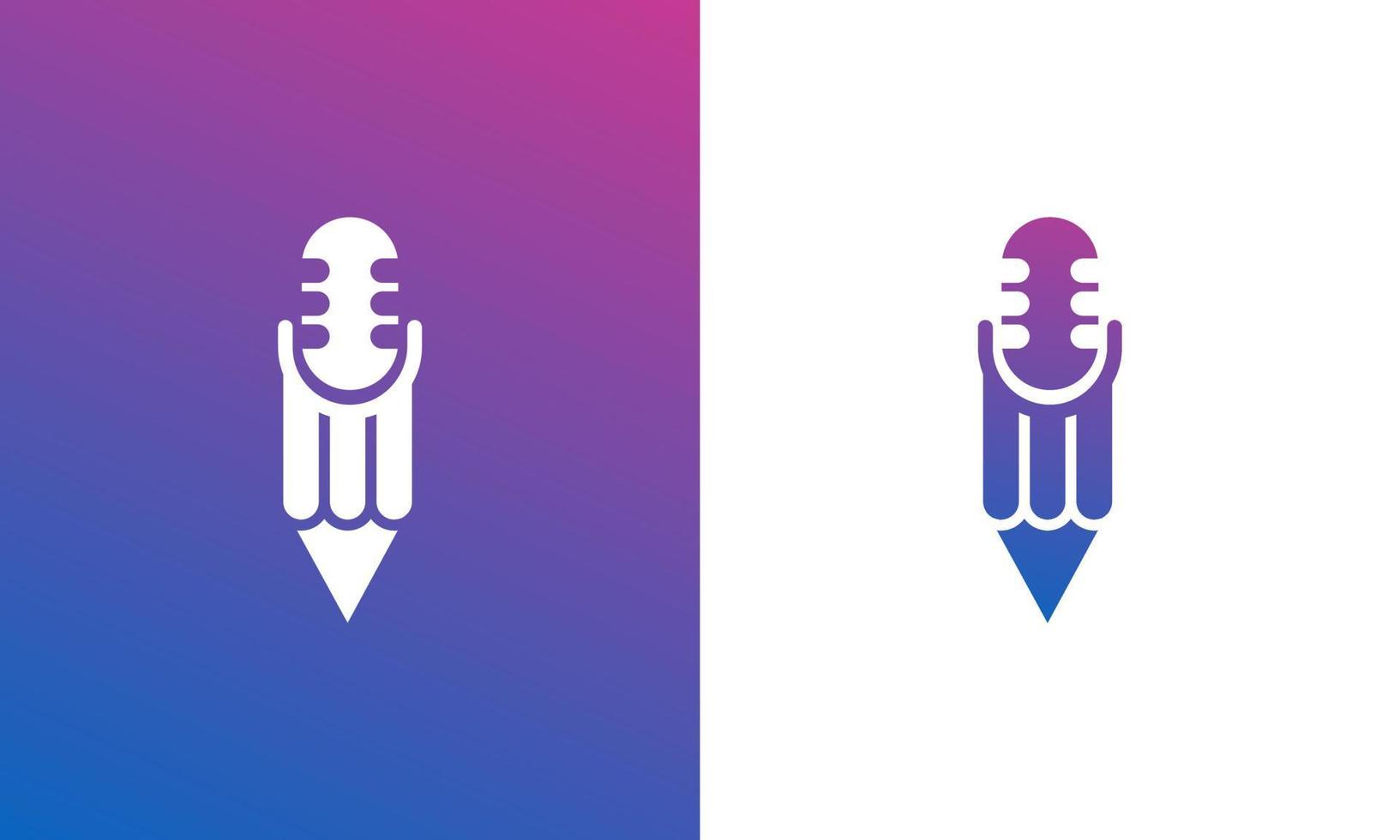 Creative Podcast Logo. Pencil Combined with Microphone Icon Vector Illustration