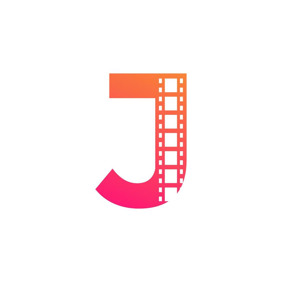 Initial Letter J with Reel Stripes Filmstrip for Film Movie Cinema Production Studio Logo Inspiration vector