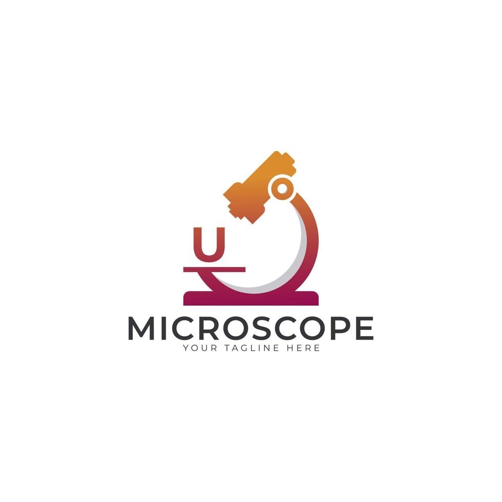 Laboratory Logo. Initial Letter U Microscope Logo Design Template Element. vector