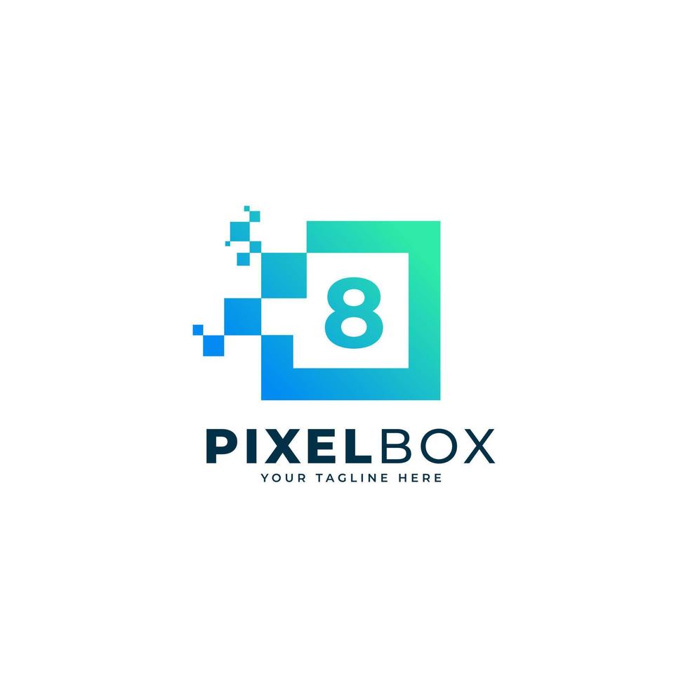 Initial Number 8 Digital Pixel Logo Design. Geometric Shape with Square Pixel Dots. Usable for Business and Technology Logos vector
