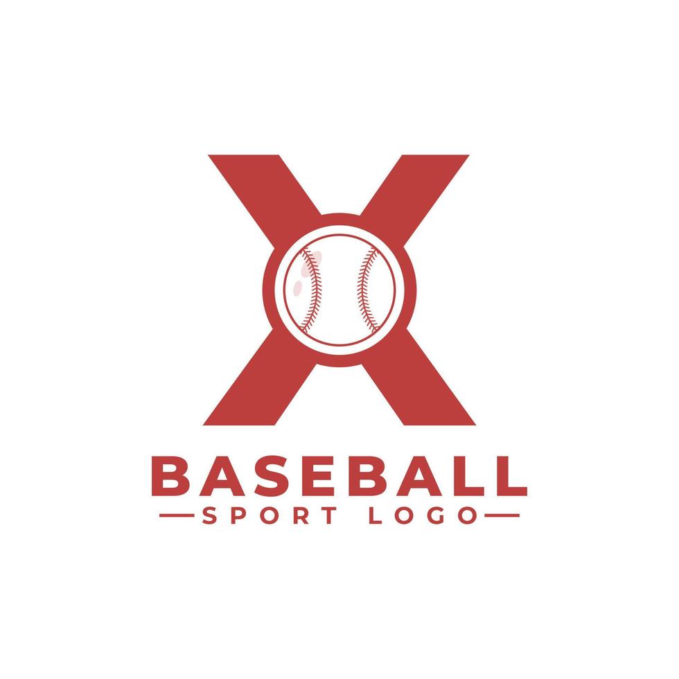 letra x con diseño de logotipo de béisbol. elementos de plantilla de diseño vectorial para equipo deportivo o identidad corporativa. vector