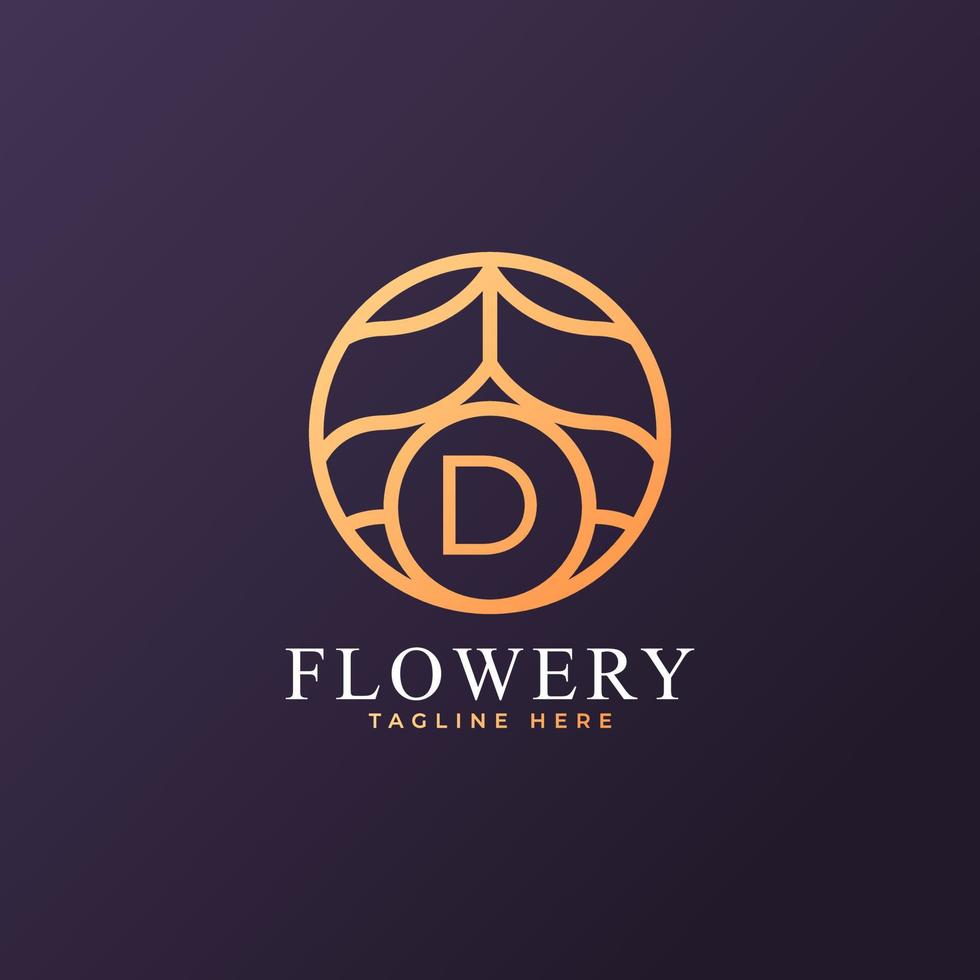 Flower Initial Letter D Logo Design Template Element. Eps10 Vector